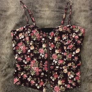 Forever 21 “Floral Corset Style” ZIP-UP Tank